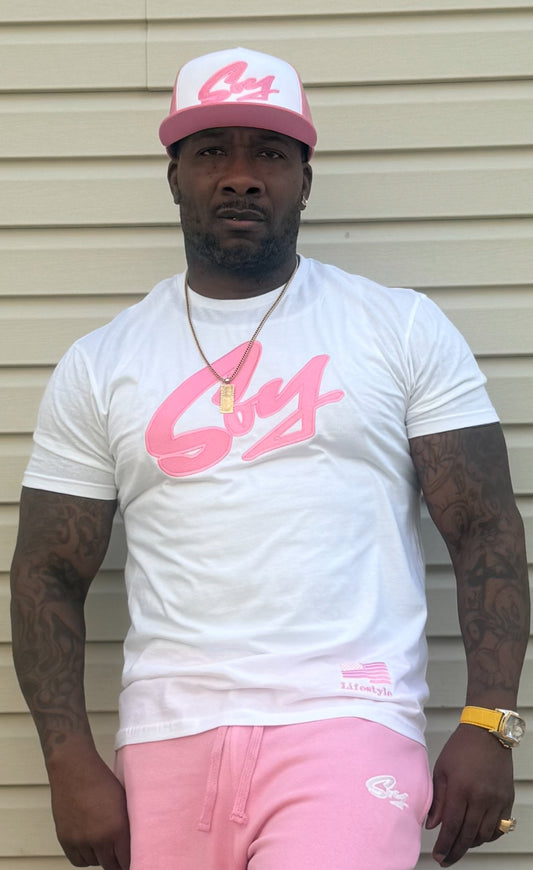 White and pink t shirt